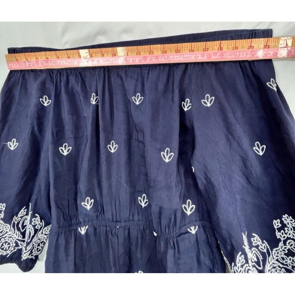 Farm Rio Anthropologie Linen Blend Pineapple Embroidered jumpsuit S - Picture 14 of 15